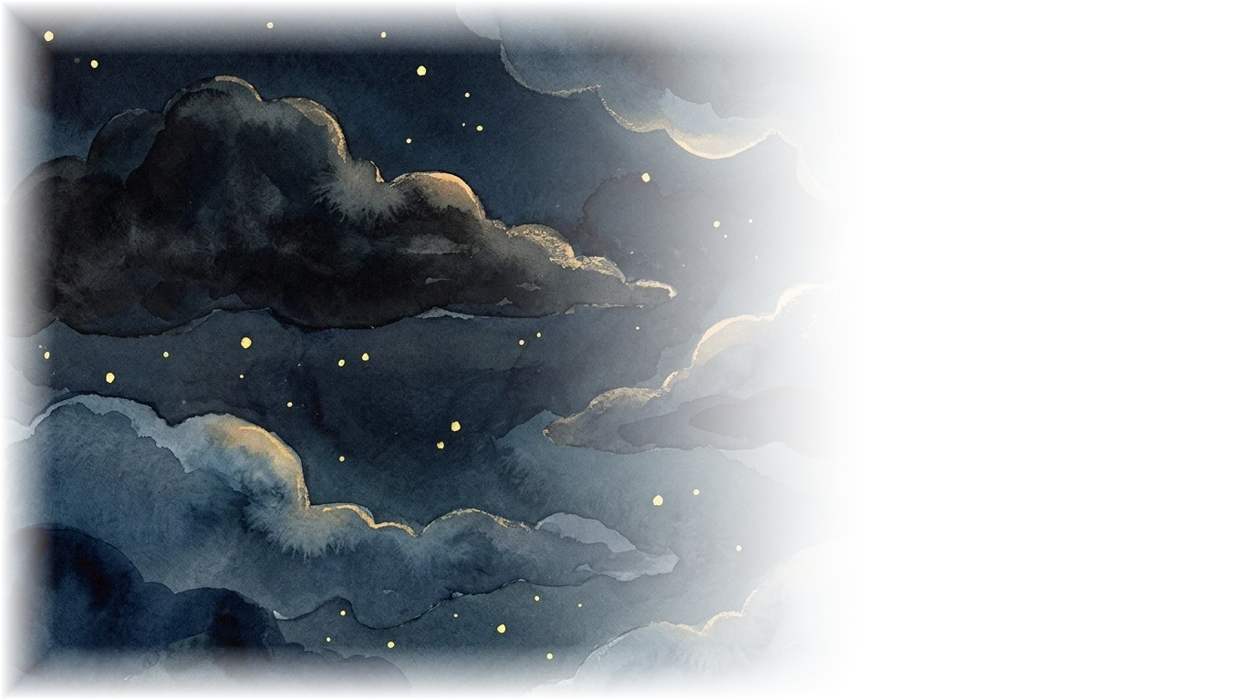 Nocturnal storm clouds in the window
